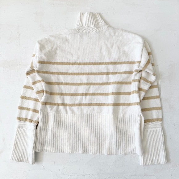 Veronica Beard Lancetti Turtleneck Striped Sweater Tan White size S - Picture 5 of 10